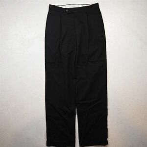 Bespoke 28x30 Black 100% Wool Pleated Cuffed Baggy High Waist Dress Mens Pants
